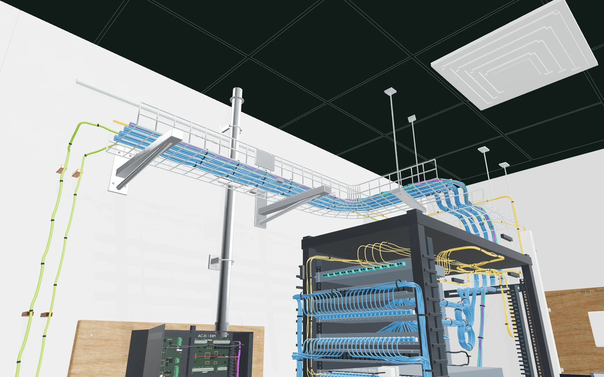 Cable tray · bends and supports